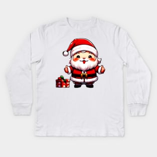 Happy Kawaii Santa Claus 03 Kids Long Sleeve T-Shirt